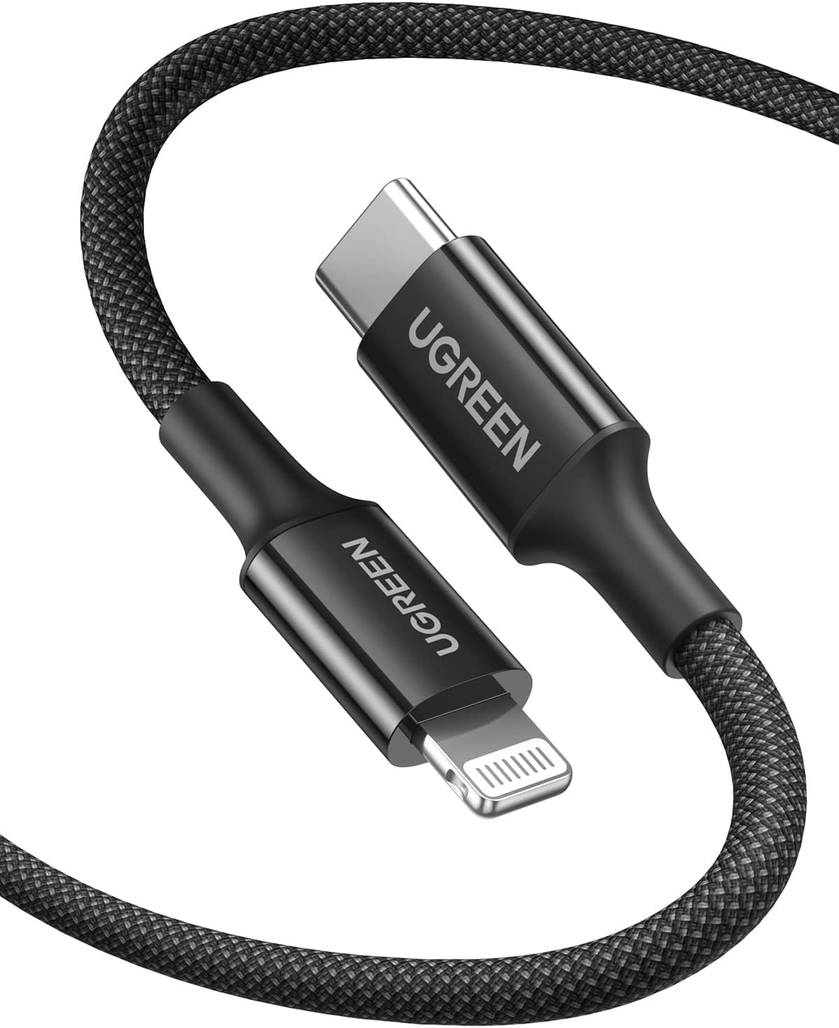 UGREEN iPhone Charger Cable 1M[MFi Certified]USB C to Lightning Cable Fast Charging Braided Cord 18W Fast PD Charge for iPhone 14/14 Pro/14 Plus/14 Pro Max, ipad Pro, iPhone 8-13 All Series - Black