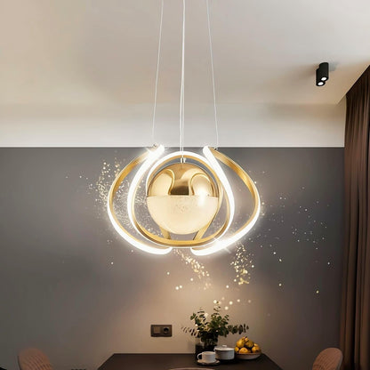 HUA QIANG WANG Modern Dimmable LED Chandelier with Remote Control, 3-Color LED Chandelier Ceiling Pendant Light for Bedroom, Living Room, Dining Room, Kitchen Island(Silver)