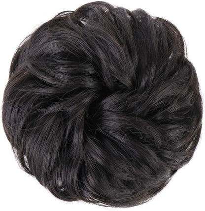 MORICA 1PCS Messy Hair Bun Hair Scrunchies Extension Curly Wavy Messy Synthetic Chignon for Women (12AH613(Light Golden Brown & Lightest Blonde))