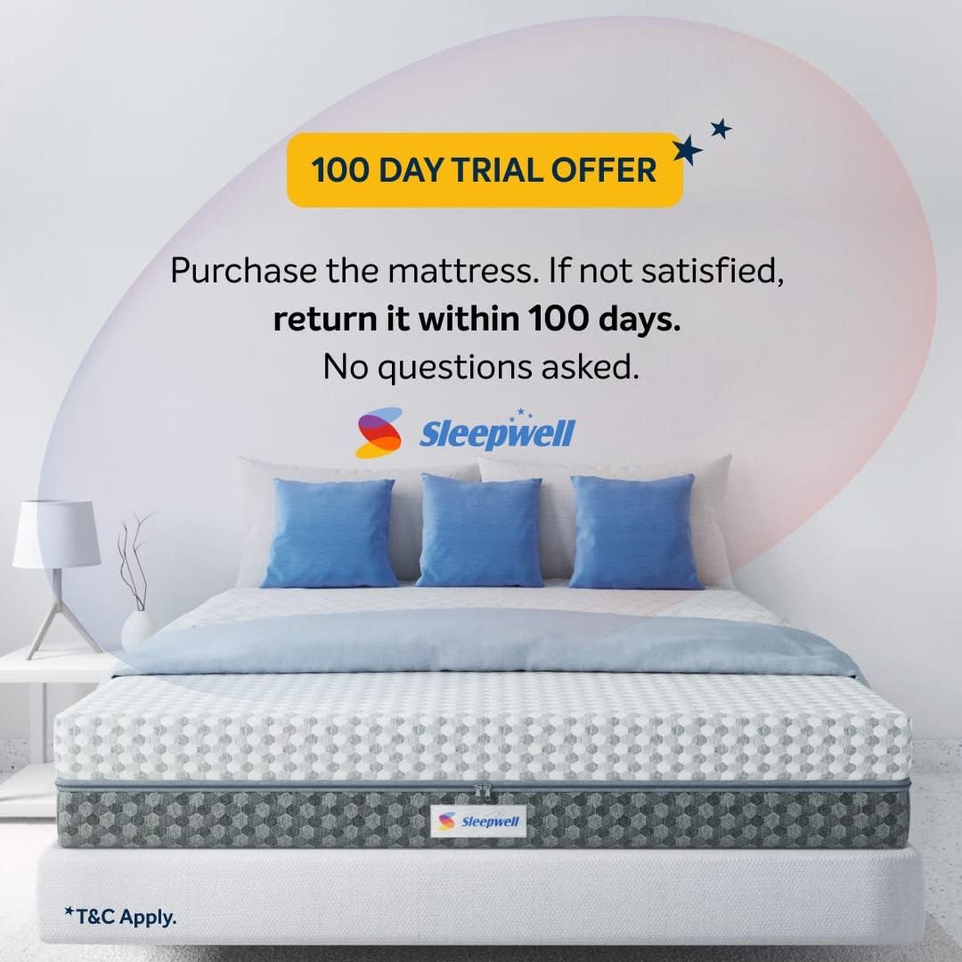 Sleepwell Dual PRO Profiled Foam Reversible 20 cm, Single Bed Size, Gentle and Firm, Triple Layered Anti Sag Foam Mattress (White, 200x90x20 cm) 100 Nights Trial