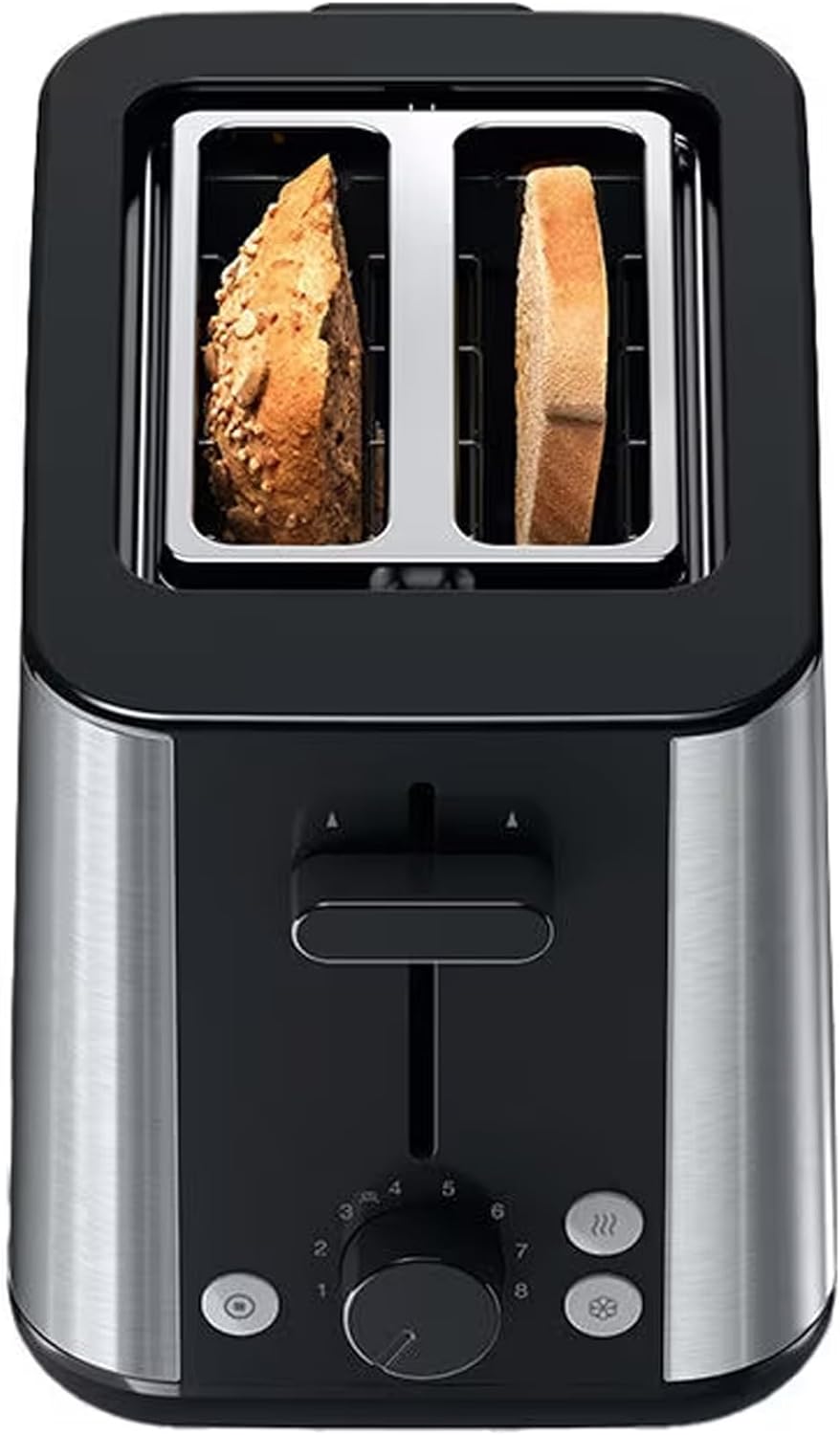 Braun Household Braun 2-slot Stainless Steel PurShine Toaster, Auto Off, 900 Watts, 8 Browning Settings, 4 Way Protection, Bun Warmer, Intelligent heat control, HT 1510 Black