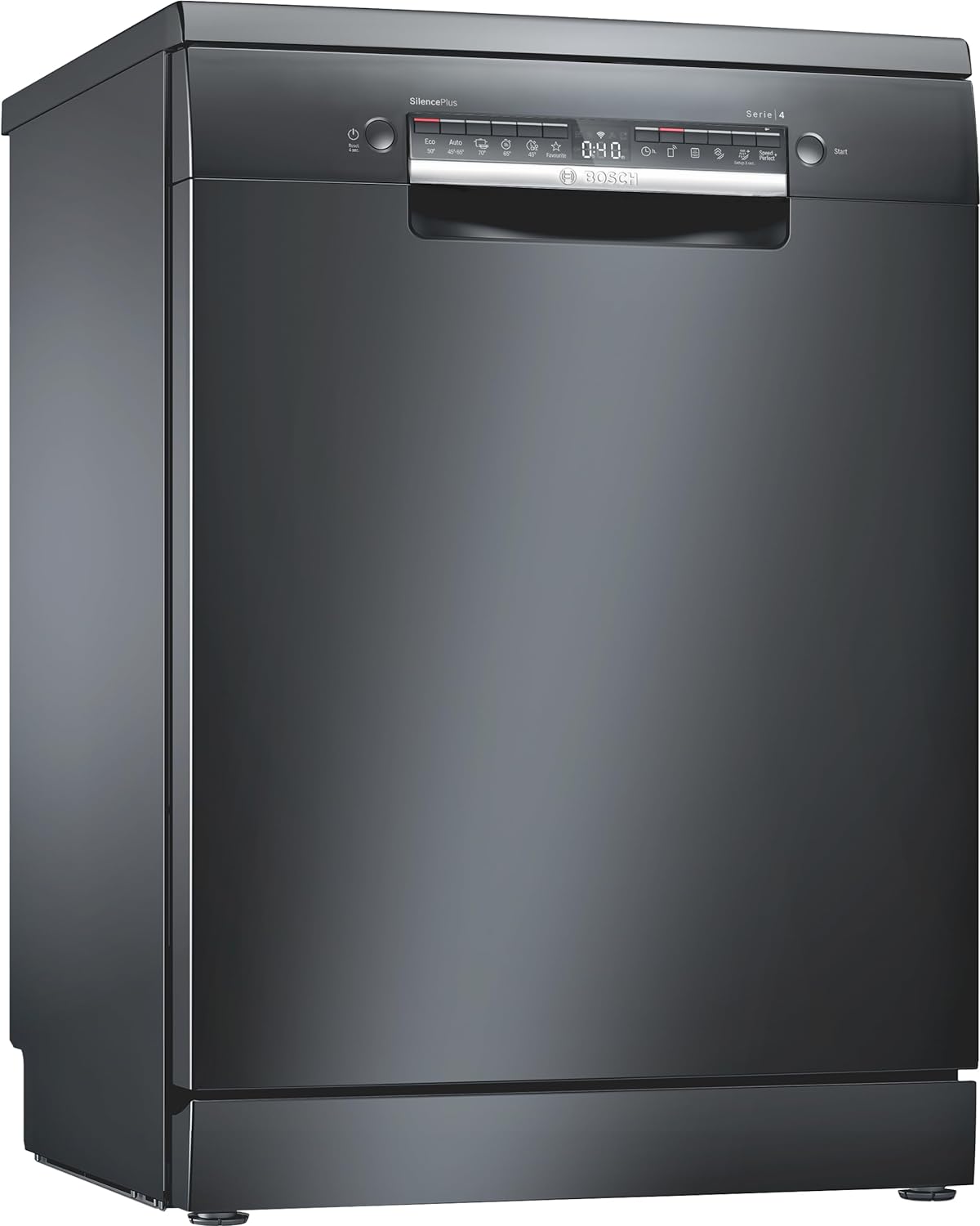 Bosch Series 4, Free-Standing Dishwasher 60 cm, 14 place settings, Home Connect enabled via WLAN,1 Year Manufacturing Warranty, SMS4HMC65M Black inox