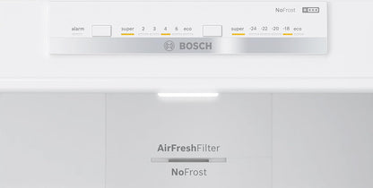 Bosch Series 4 Free-Standing Refrigerator with Freezer at bottom 186 x 70 cm Stainless steel look, VitaFresh,LED light, KGN55VL21M, 1 Year Manufacturer Warranty