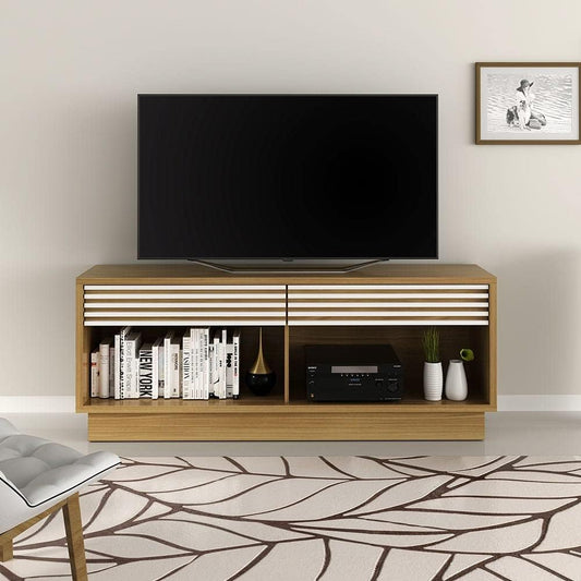 Danube Home Dino TV Cabinet For Up To 65 Inches TV I Entertainment Modern Design Wall Unit Furniture I Wooden TV Stand For Living Room, Bedroom | TV Rack L150xW36.3xH59.1 cm - Natural/Off White