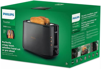 Philips 5000 Series Toaster - 950W, Auto Shut-off, Reheat Mode, Bun Warming Rack - HD2650/31 Black & Copper