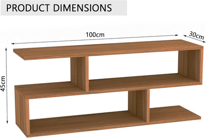 Mahmayi Modern TV Stand and Coffee Table with 2 Tier Storage Shelf, Monitor Stand for Home Office, PC Desk Stand Monitor Riser for Keyboard Storage, Laptop, Printer, and TV Screen - PREMIUM WHITE