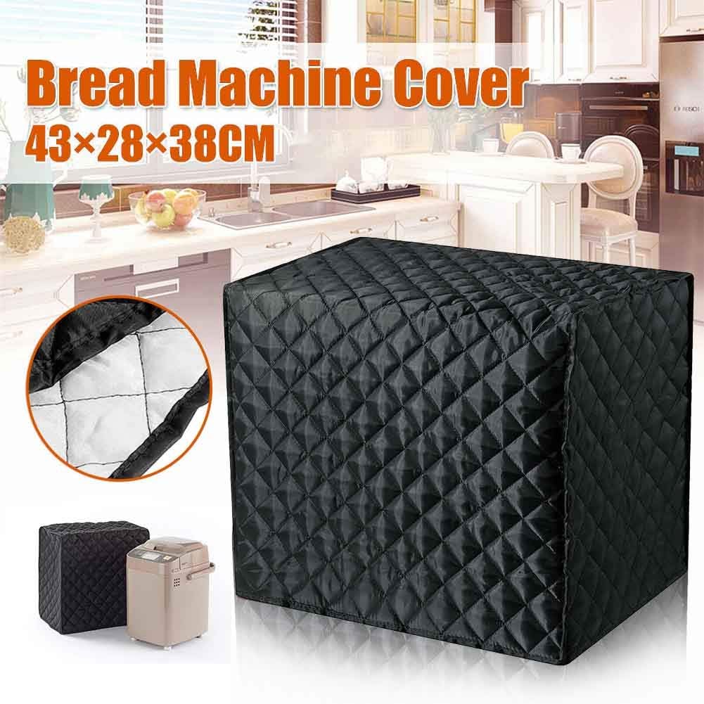 Bread Maker Cover, Cotton Quilted Diamond Stitching Bakeware Protector,Kitchen Toaster Appliance Dust Cover, Machine Washable(Black, 17"x11"x15")