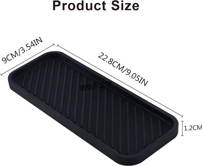 2 PCS Silicone Sink Tray, Kitchen Sink Tray Organiser, Silicone Kitchen Drying Mat for Kitchen, Bathroom, Counter (Black, Size 1)