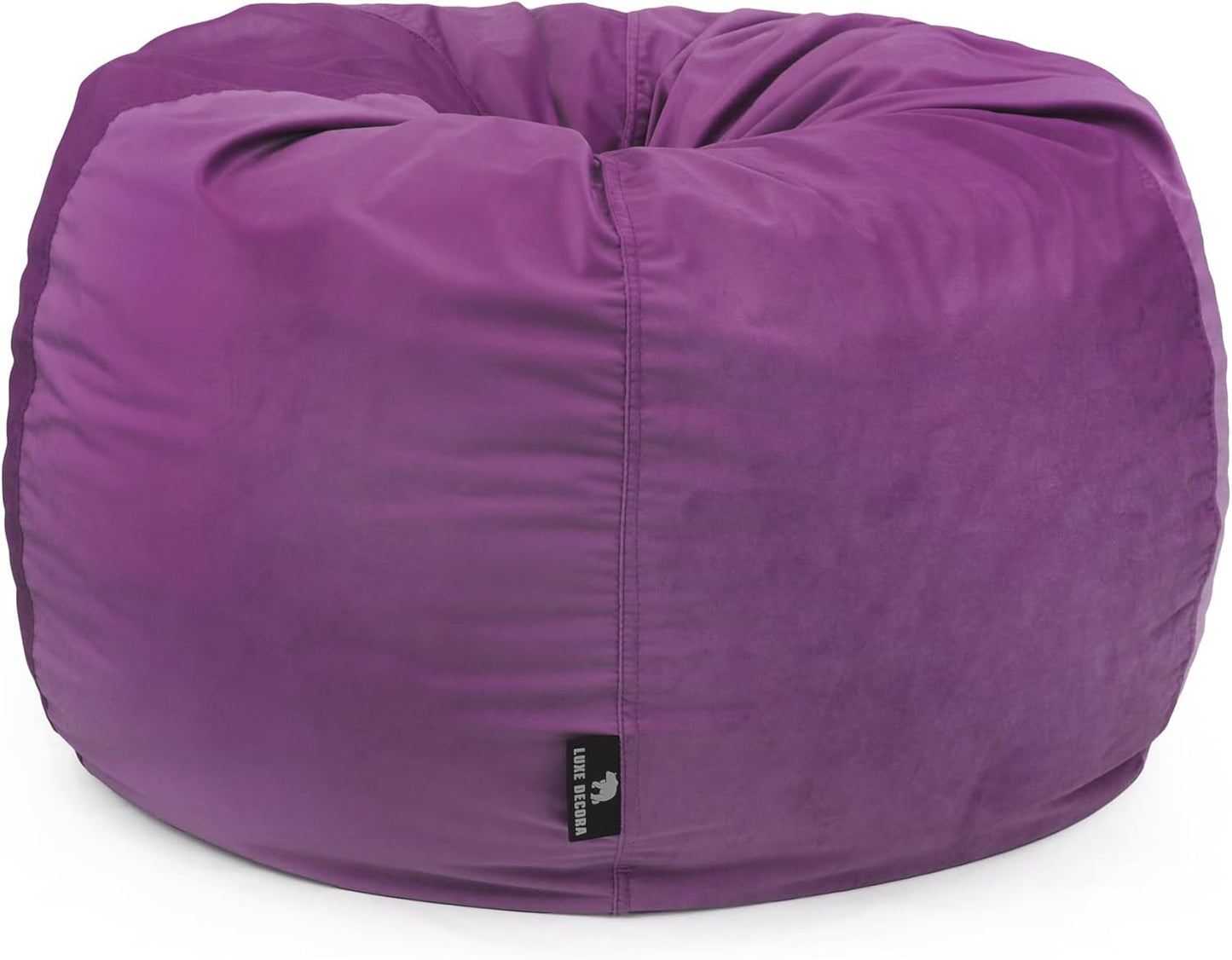 Luxe Decora Nest Soft Suede Bean Bag with Removable Layer | Washable | Perfect for Indoor Relaxation | Kids & Adults | Soft Velvet Finish | Filled with Polystyrene Beads (Black, Large)