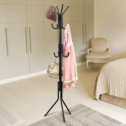 Showay Home Organizer Steel Standing Coat Rack With Hooks Clothes Jacket Hat Umbrella Organizer Holder Furniture For Home Bedroom Entryway