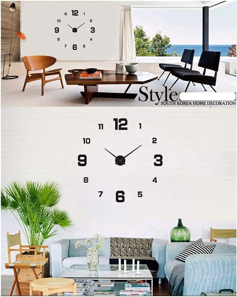 Sulfar 3D Wall Clock, Frameless Wall Clock Stickers DIY Wall Decoration, 3D Roman Number Wall Clock Home Decor