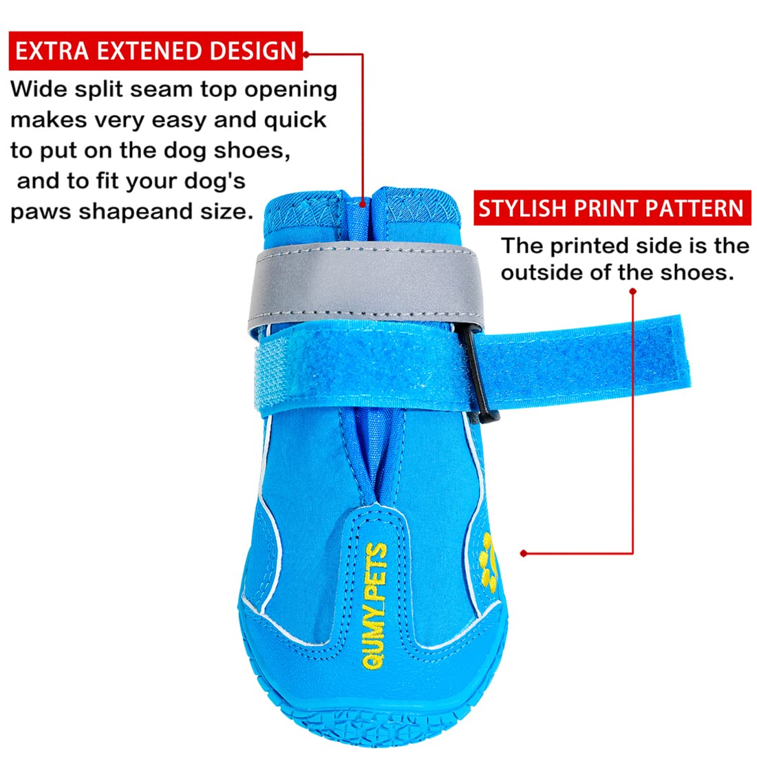 QUMY Dog Shoes for Large Dog, Medium Dogs Boots & Paw Protectors for Winter Snowy Day, Summer Hot Pavement, Waterproof in Rainy Weather, Outdoor Walking, Indoor Hardfloors Anti Slip Sole Black Size 5