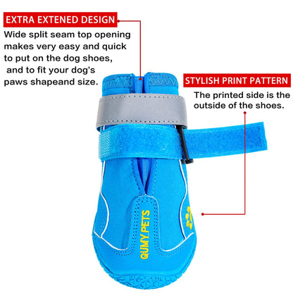 QUMY Dog Shoes for Large Dog, Medium Dogs Boots & Paw Protectors for Winter Snowy Day, Summer Hot Pavement, Waterproof in Rainy Weather, Outdoor Walking, Indoor Hardfloors Anti Slip Sole Black Size 5