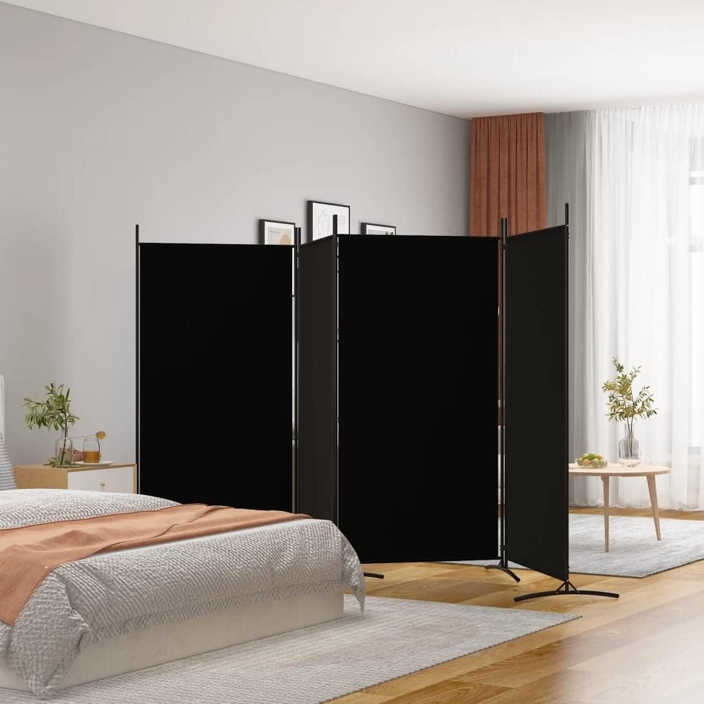 vidaXL 1-Panel Room Divider Folding Panel Screen Movable Partition Privacy Separator Wall Furniture Indoor Bedroom Office Black 175x180 cm