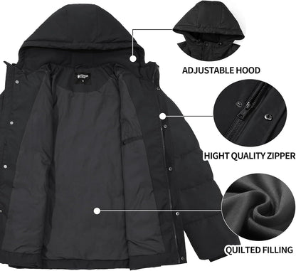 Pioneer Camp Men'S Winter Coats Warm Thicken Jacket Hooded Insulated Puffer Jackets Cotton Water Resistant Coat