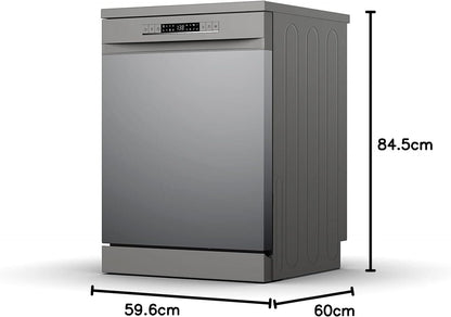 Hisense 15 Place settings Freestanding Dishwasher 8 Programs Color Titanium Grey Model HS623E90G " 1 Year Warranty.