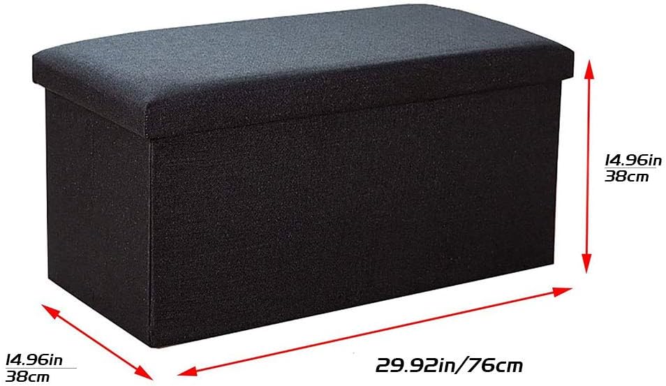 TKAS Folding Storage Ottoman Bench, 110L Oversized savings Storage Bench for Bedroom and Hallway, Versatile Space-Saving Storage Box with Storage Chest Footrest Padded Seat (Black)