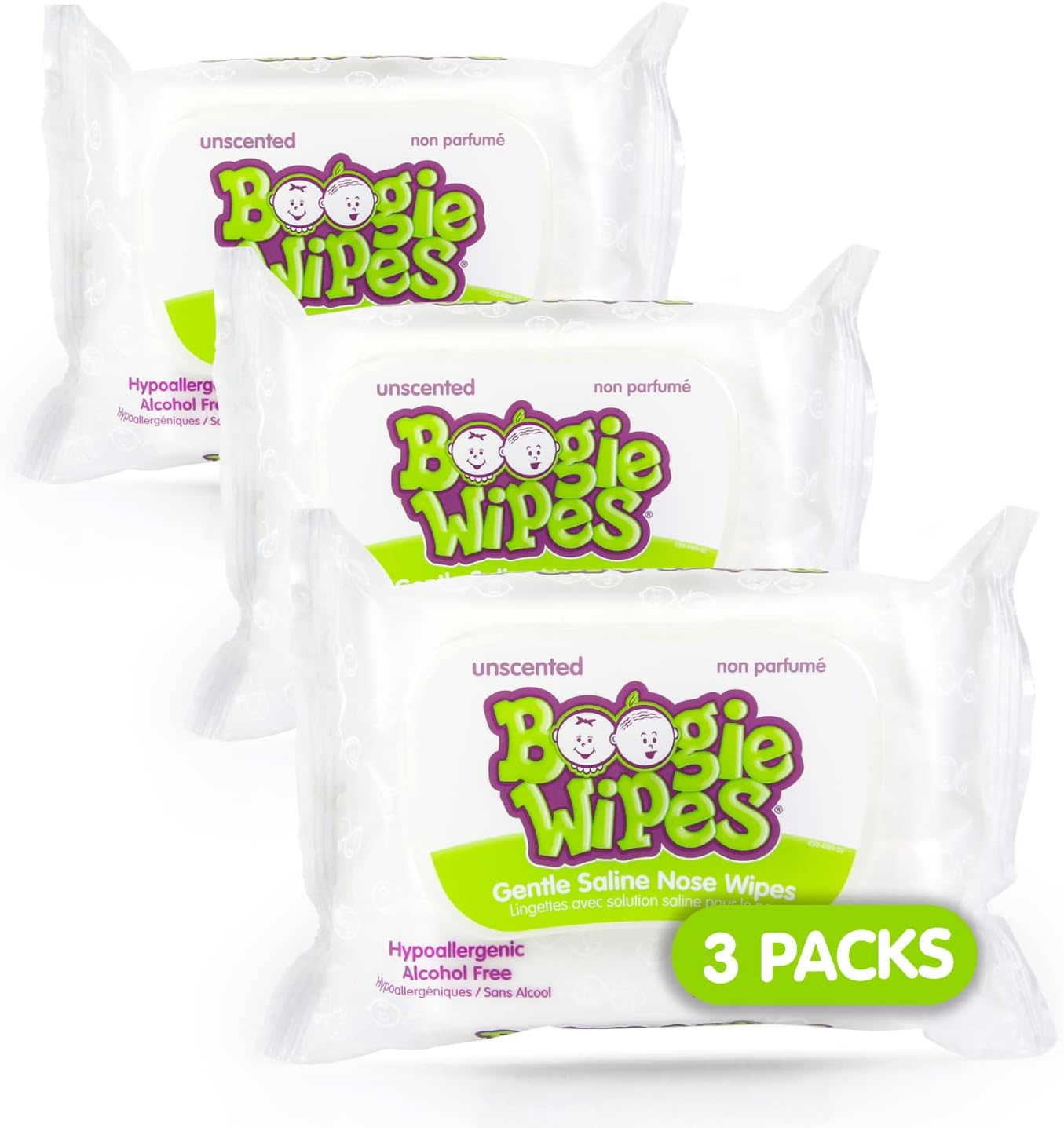 Boogie Wipes Wet Wipes for Baby and Kids, Unscented, 30 Wipes (Pack of 3)