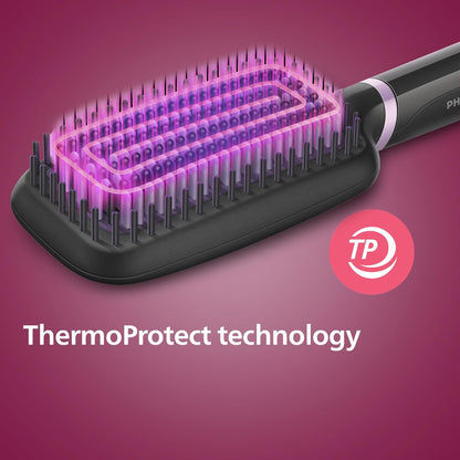 Philips StyleCare Essential | Heated Straightening Brush | Tourmaline Ceramic Coating | 2 Temperature Settings | Hair Straightener | ThermoProtect Technology | 2 Years Warranty | BHH880/03