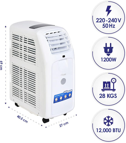 Super General 1 Ton Portable Air Conditioner, 12000 BTU, 24h Timer, Powerful Cooling, low noise, SGP-122-T3, White, 27 x 40.5 x 69 cm, One Year Warranty