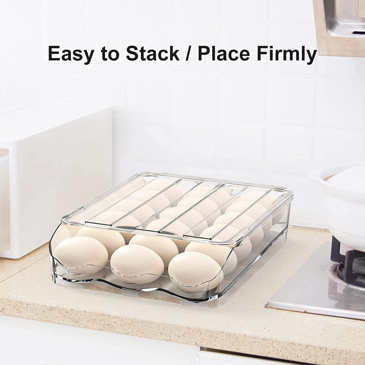 Large Capacity Egg Holder For Refrigerator - Egg Fresh Storage Box for Fridge, Egg Storage Container Organizer Bin, Clear Plastic Storage Container, Egg Storage & Egg Tray (2-layer)