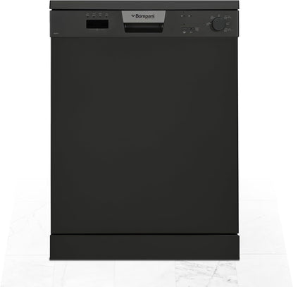 Bompani Free-Standing Dishwasher, 5 Programs, 12 Place Settings, LED Indicator, 1-Year Warranty – Efficient, Stylish, and Made in Turkey in Dark Silver Finish - BO5011