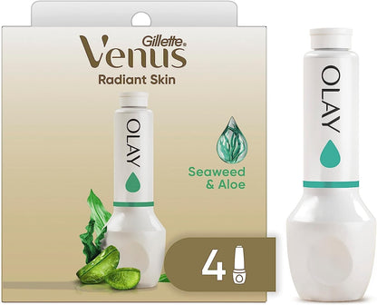 Gillette Venus Radiant Skin Seaweed & Aloe Olay razor moisturizer refills, 4ct, White