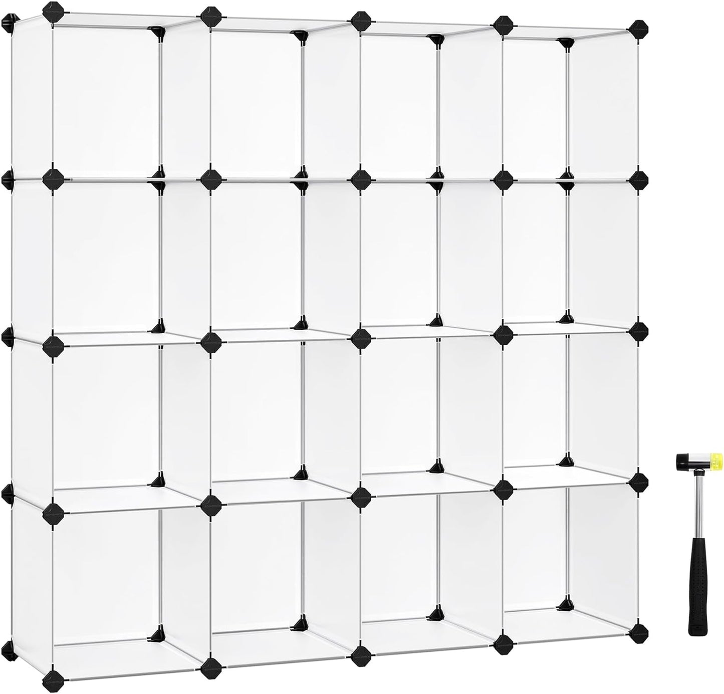 SONGMICS Cube Storage Organizer, 16-Cube Book Shelf, Closet Organizers and Storage, Room Organization, Cube Shelving for Bedroom Living Room, 12.2 x 48.4 x 48.4 Inches, White ULPC44L