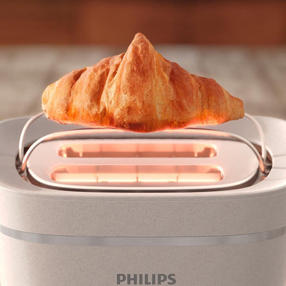 Philips Eco Conscious Edition Toaster 5000 Series, 100% Bio-based plastics*, 8 Browning Settings, 2 Slot Compact Design, 830W Power, Silk White Matt Finish, HD2640/11