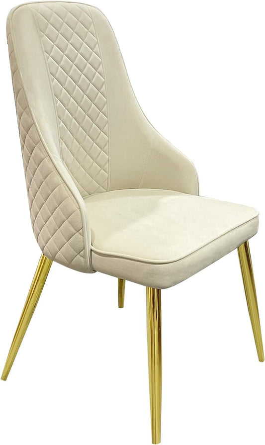 Maple Home Dining Chairs Velvet Cushion Seat Chair, Stainless Steel Golden Legs Dining Room Chair (Beige)