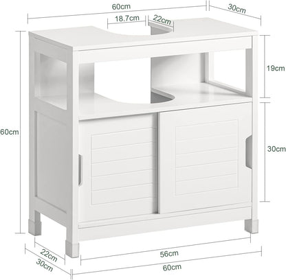 SoBuy FRG128-II-W Under-Sink Cabinet Bathroom Cabinet Cover Column Washbasin Anti-Moisture White L 60 x D 30 x H 61 cm