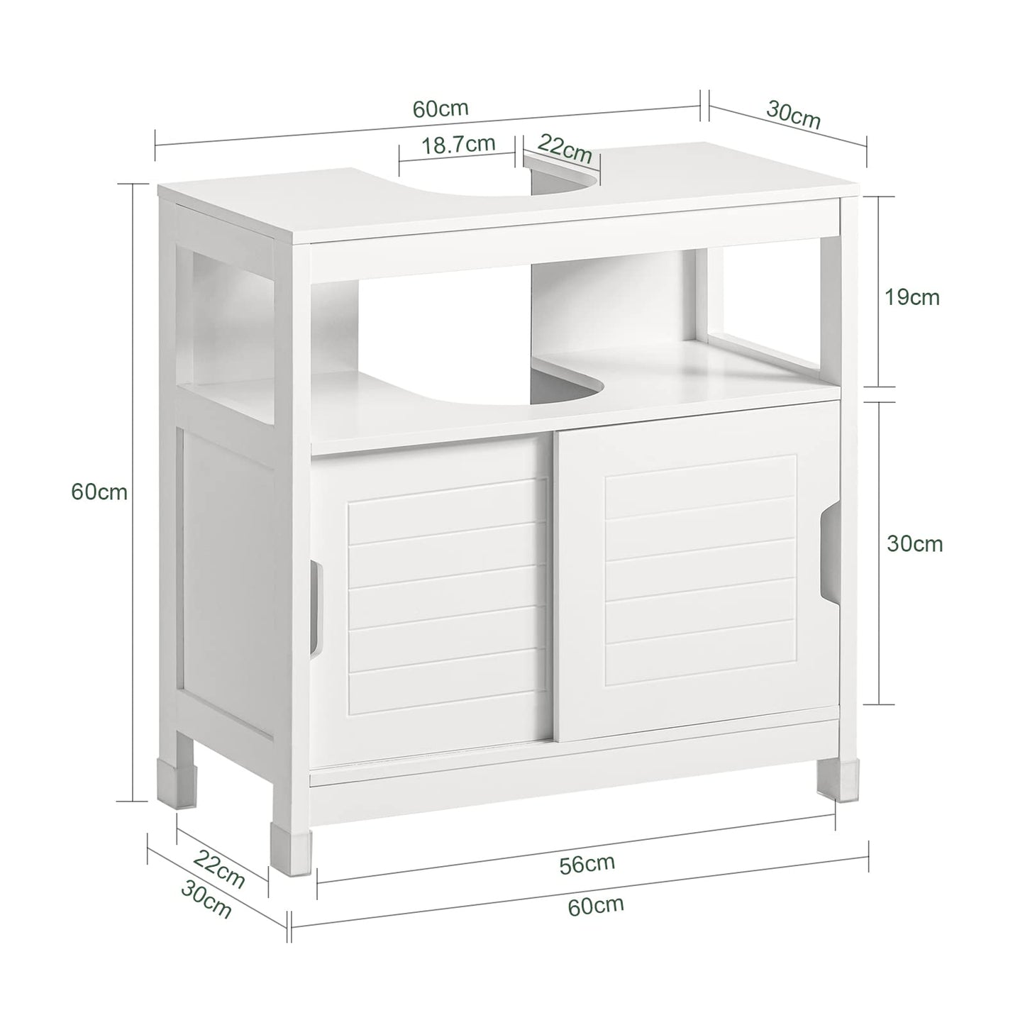 SoBuy FRG128-II-W Under-Sink Cabinet Bathroom Cabinet Cover Column Washbasin Anti-Moisture White L 60 x D 30 x H 61 cm