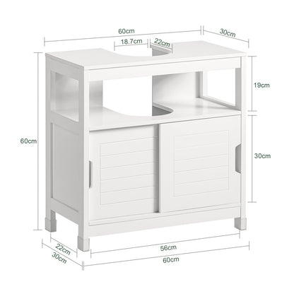 SoBuy FRG128-II-W Under-Sink Cabinet Bathroom Cabinet Cover Column Washbasin Anti-Moisture White L 60 x D 30 x H 61 cm