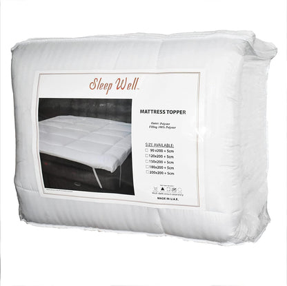 Sleep Well Soft Material Stripe Mattress Topper - 600GSM (White, 100x200+7cm)