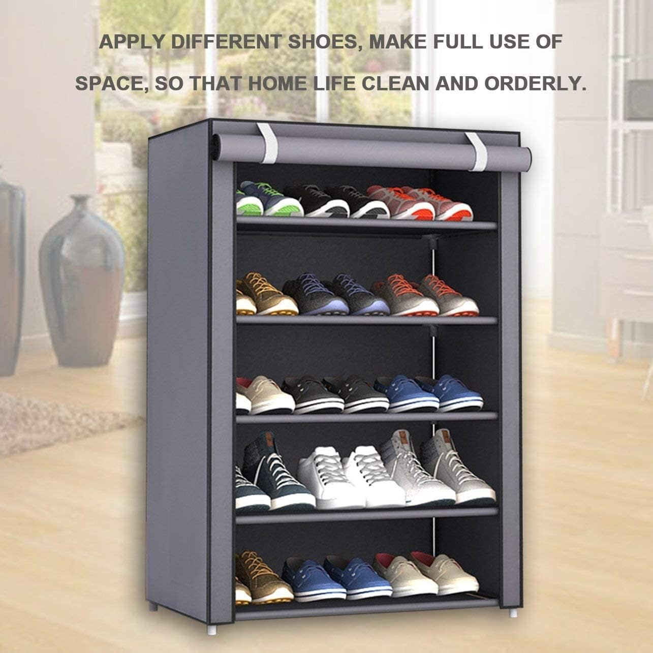 5-Layer Stylish Shoe Organizer, Shoe Rack for Entryway Hallway Storage Furniture with 5 Open Shelves Perfect for organizing shoes.