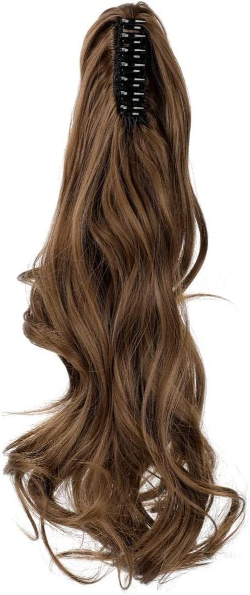 Synthetic Long Straight Claw Ponytail Wigs Clip In AH Tail Hair Ponytail (CURLY, 1B)