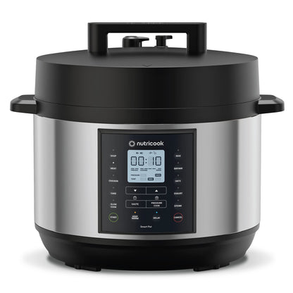 Nutricook Smart Pot 2 Prime 1000 Watts - 9 Appliances in 1, Pressure Cooker, Sauté Pan, Slow, Rice Cooker, Cake Maker, Steamer, Yogurt & Soup Maker and Food Warmer, 6L, Brushed Stainless Steel