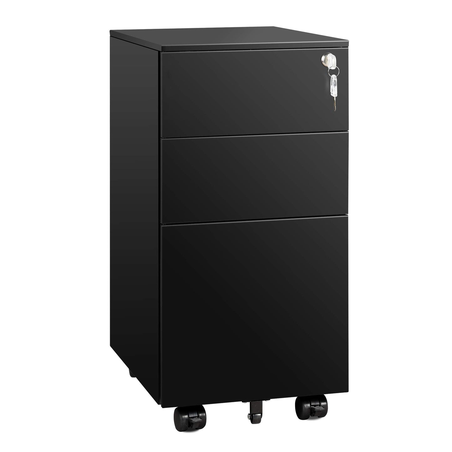 DEVAISE Slim File Cabinet, 3 Drawer Mobile Filing Cabinet for Letter/Legal/A4 Files, Fully Assembled Except Wheels, Black