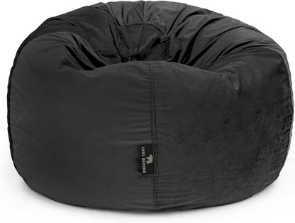 Luxe Decora Nest Soft Suede Bean Bag with Removable Layer | Washable | Perfect for Indoor Relaxation | Kids & Adults | Soft Velvet Finish | Filled with Polystyrene Beads (Black, Large)