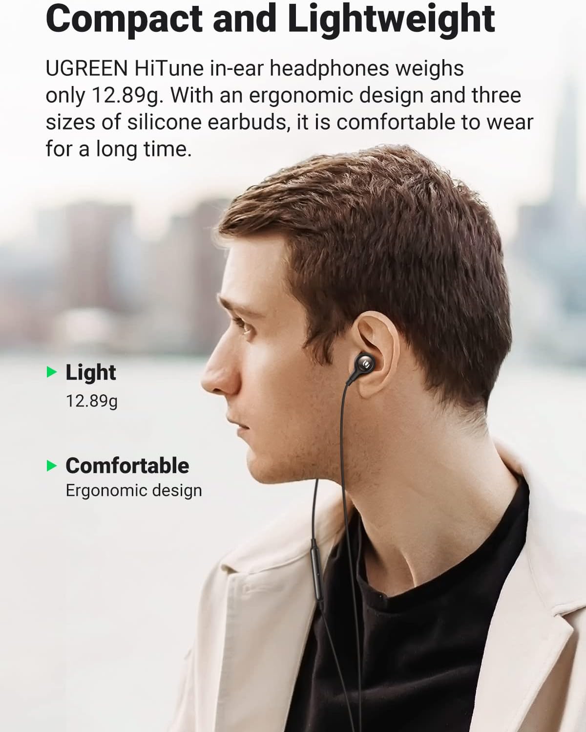 UGREEN In-ear Headphone 3.5mm Wired Earphone with Microphone Headset Stereo Sound Noise Isolating Earphones Compatible with MacBook Pro 2021,iPhone,iPod,iPad,Mac Studio,PS4/ PS5,MP3/4,Android Phone