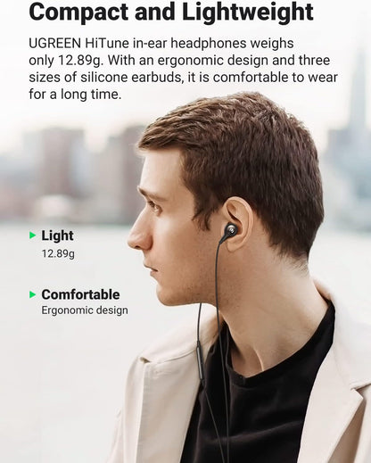 UGREEN In-ear Headphone 3.5mm Wired Earphone with Microphone Headset Stereo Sound Noise Isolating Earphones Compatible with MacBook Pro 2021,iPhone,iPod,iPad,Mac Studio,PS4/ PS5,MP3/4,Android Phone