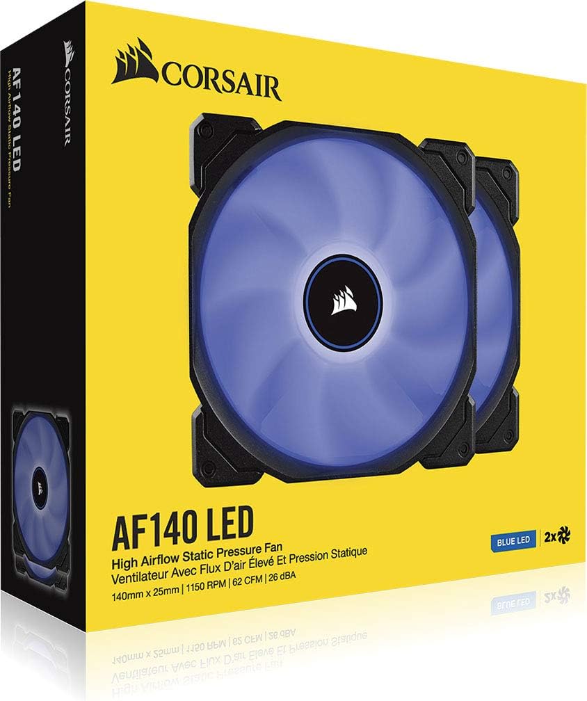 CORSAIR AF140 LED Low Noise Cooling Fan, Dual Pack - White, 140 mm