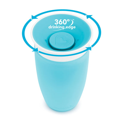 Munchkin Miracle 360 Sippy Cup, Trainer Toddler Cup, BPA Free Baby & Toddler Cups w.Handles, Non Spill Cup, Dishwasher Safe Baby Cup, Leakproof Childrens Cup, 6+ Months - 7oz/207ml, 2 Pack, Blue/Green