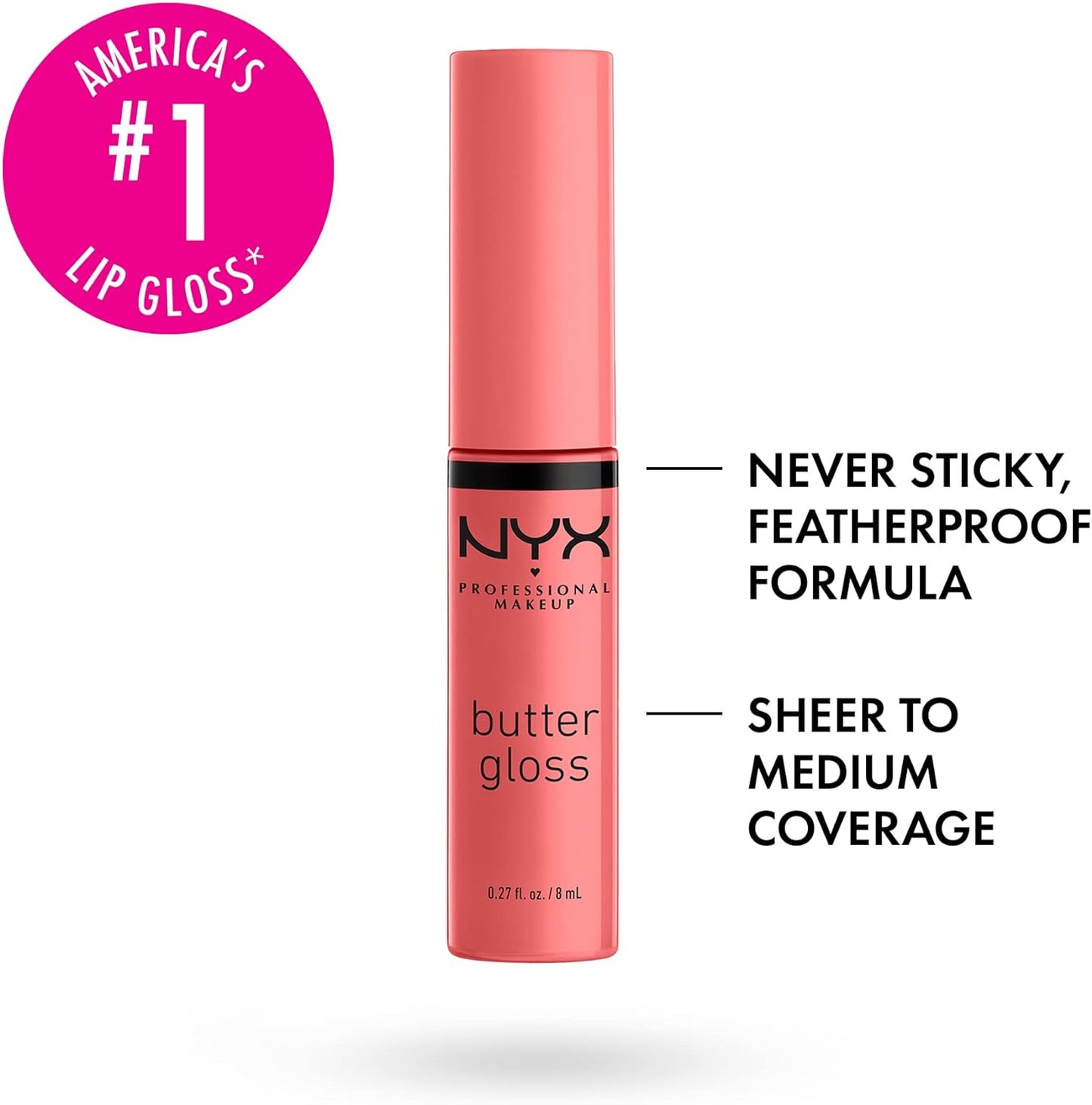 NYX PROFESSIONAL MAKEUP Butter Gloss, Strawberry Parfait, 0.27 Ounce