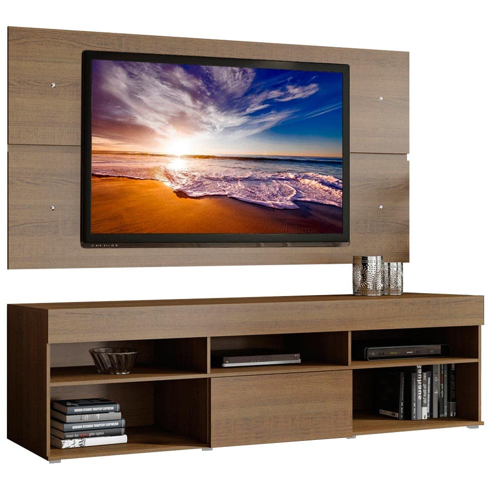 MADESA TV Stand with panel, for TVs up to 65 Inches, Wood, 180 x 157 x 40 Cm – Rustic