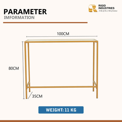 RIGID Modern Console Table, Thin Sofa Table, Slim Narrow Accent Entryway Table with Storage Shelf, Industrial Steel Frame, Sturdy Coffee Snack Table, Side Table, End Table for Living Room, Hallway