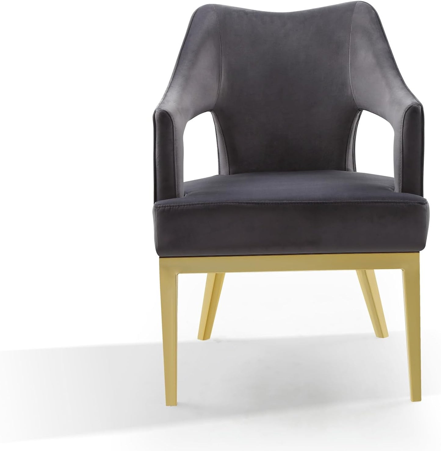 Iconic Home Gourdon Accent Chair Plush Velvet Upholstered Swoop Arm Gold Tone Solid Metal Legs Modern Contemporary, Blue