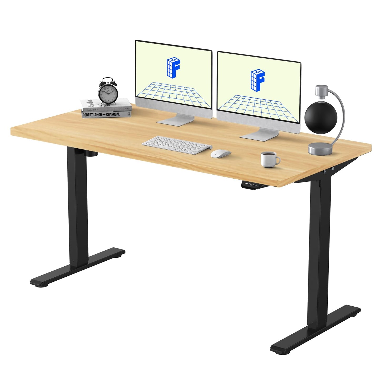 FLEXISPOT Adjustable Desk, Electric Bamboo Standing Desk Sit Stand Desk, 48 x 24 Inches Whole-Piece Bamboo Desk Top Home Office Table Stand up Desk(E1 Classic Black Frame+Rectangular Top)