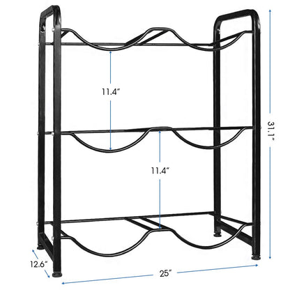 ECVV 5 Gallon Water Bottle Holder, 3-Tier Water Cooler Jug Rack for 6 Bottles Heavy Duty Detachable Kitchen Organization and Storage Shelf
