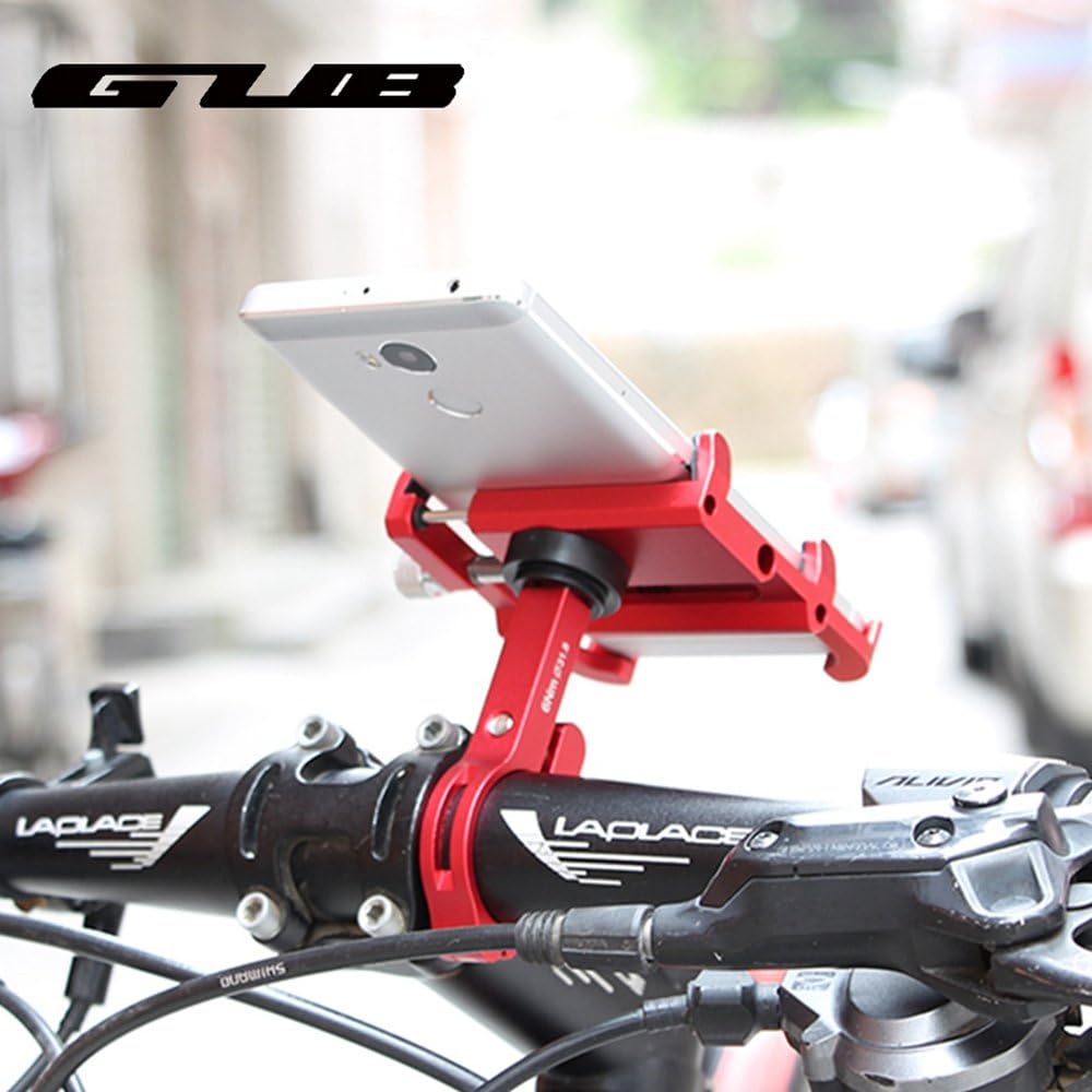 Gub Bicycle Phone Mount - Aluminum Bike Phone Mount Holder Universal Adjustable Handlebar Cell Phone Holder For iPhone X 5 6 7 8 Plus Samsung LG,Hold Phone Up To 3.5" Wide (PLUS6 BLACK)